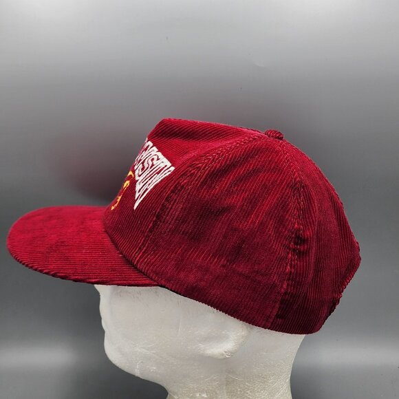 Vintage Wisconsin Corduroy Snapback Hat Red Gold Cow Made in USA - Picture 3 of 10